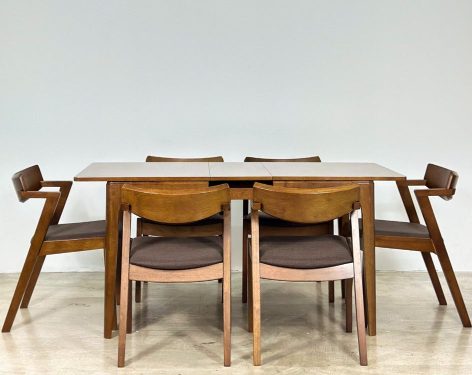 Pecan Extension Dining Table with Zoey Chair