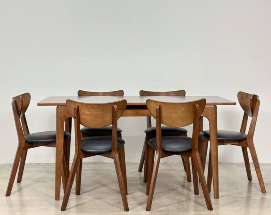 Pecan Extension Dining Table with Hazel Chair