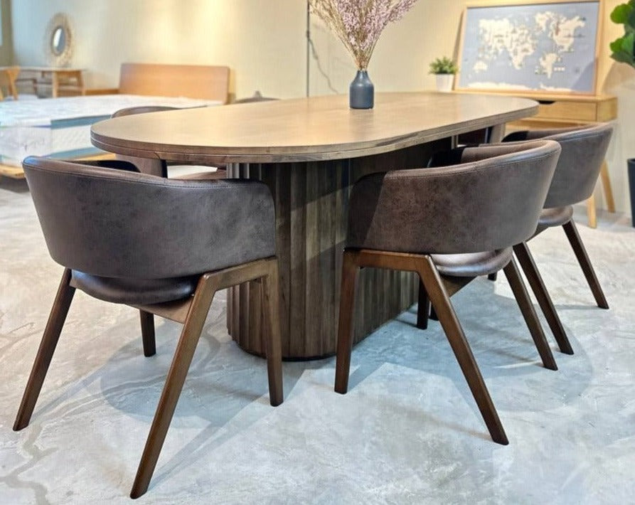 Edward 2.1m Solid Dining Table with Leo Chairs