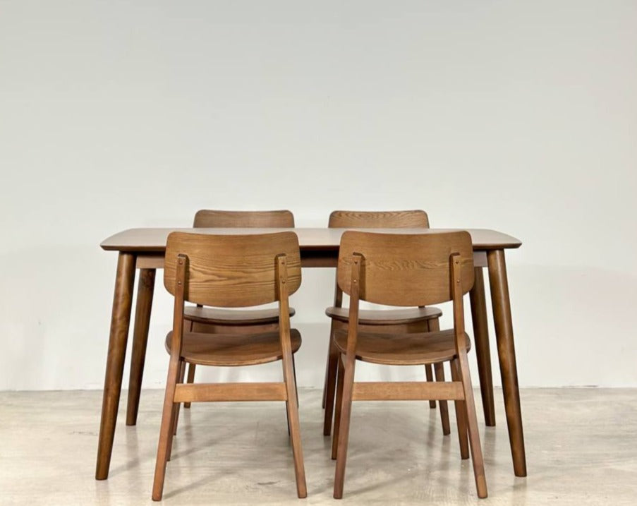 Hazelnut 1.47m Dining Table in Medium Brown with Henry Chairs