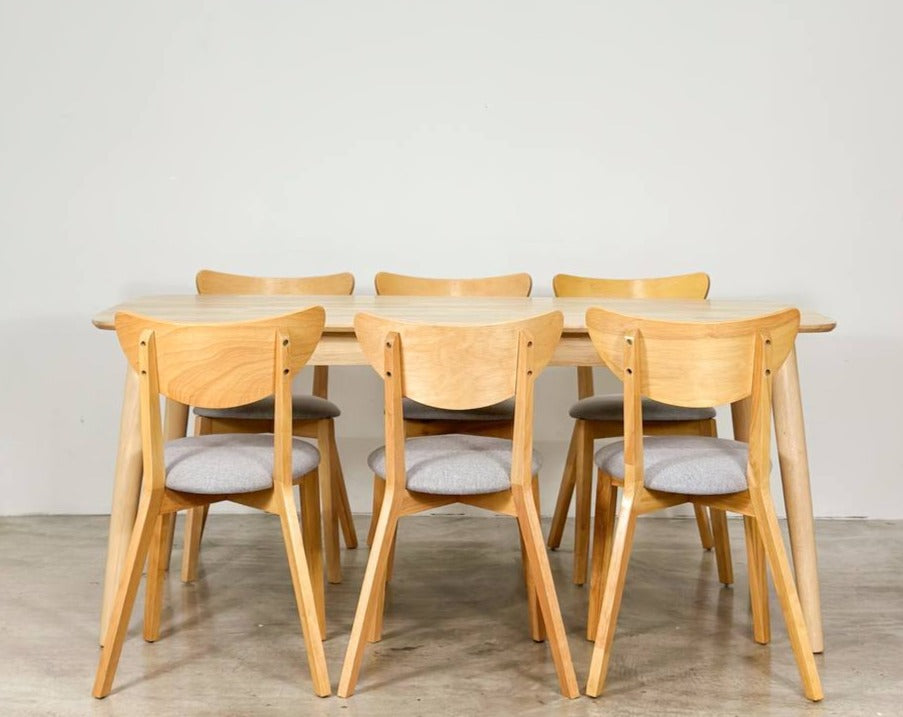 Chestnut 1.8m Dining Table in Natural with Hazel Chairs in Natural
