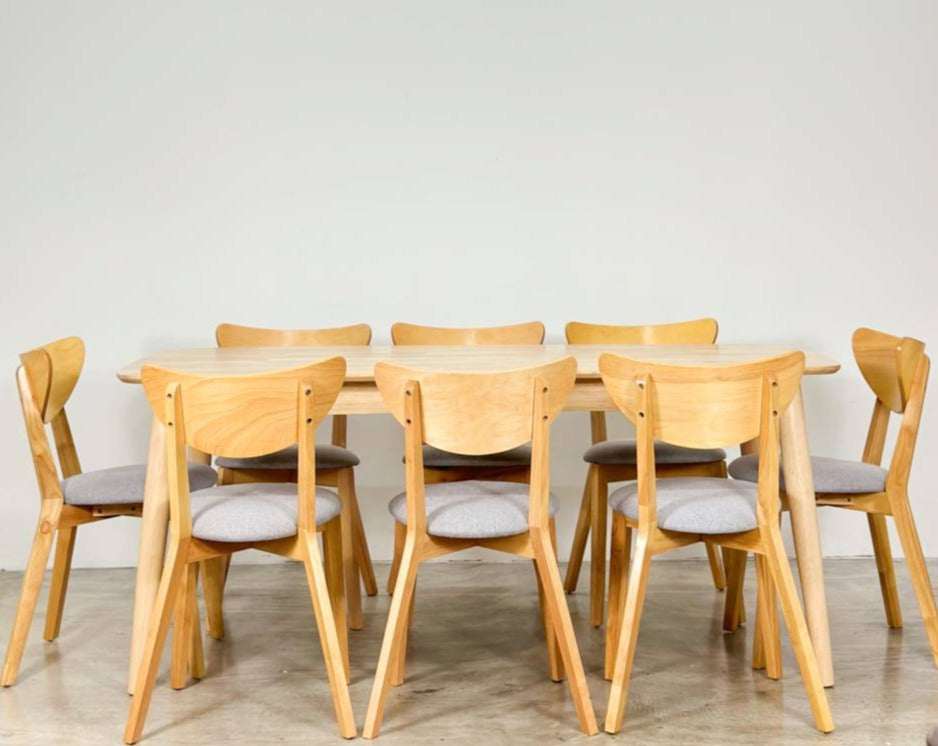 Chestnut 1.8m Dining Table in Natural with Hazel Chairs in Natural