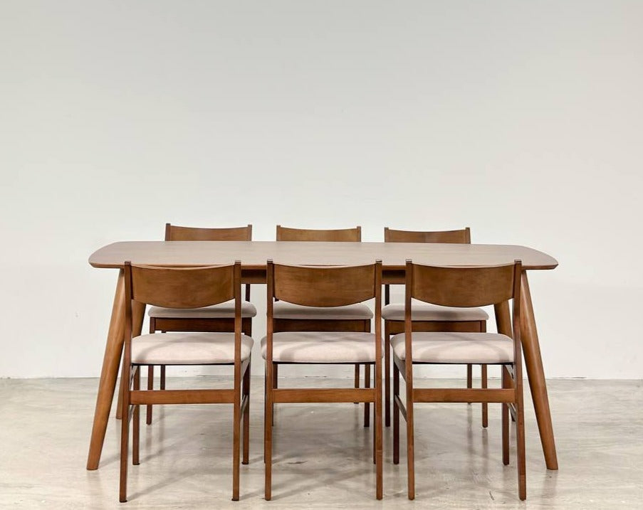 Chestnut 1.8m Dining Table in Medium Brown with Terra Chairs