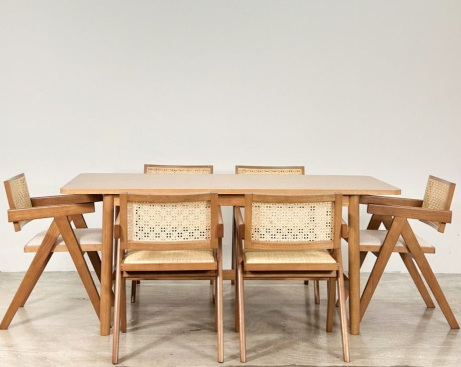 Micasa 1.8m Dining Table in Natural with Eleanor Chairs