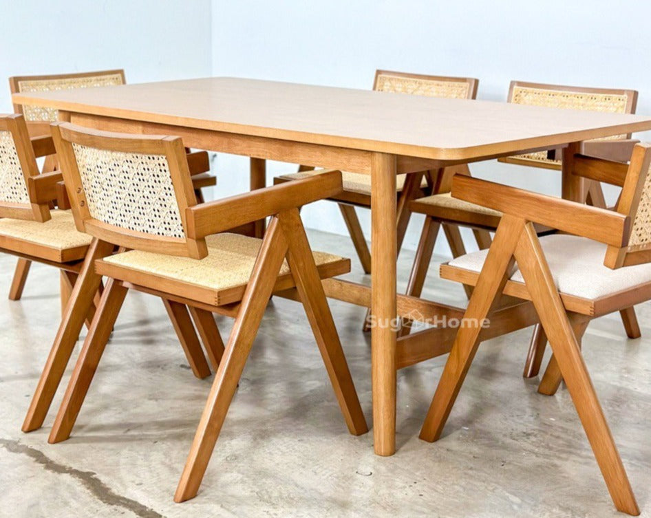 Micasa 1.8m Dining Table in Natural with Eleanor Chairs