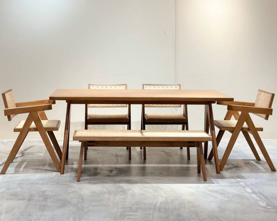 Eleanor 1.8m Dining Table with 4 Eleanor Chairs + 1.3m Eleanor Bench