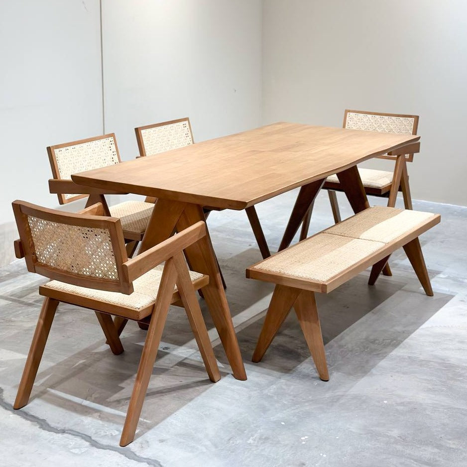 Eleanor 1.8m Dining Table with 4 Eleanor Chairs + 1.3m Eleanor Bench