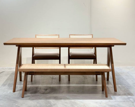 Eleanor 1.8m Dining Table with 2 Eleanor Chairs + 1.3m Eleanor Bench