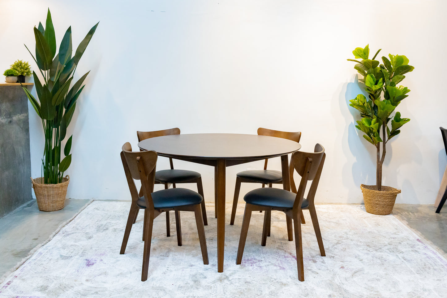 Walnut Round Dining Table with Hazel Chairs