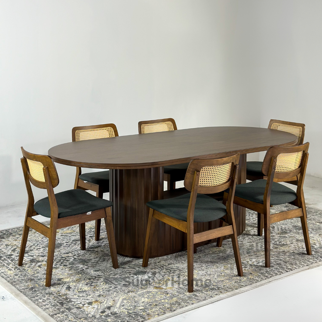 Edward 2.1m Solid Wood Dining Table with Hailey Chair