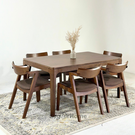 Henry 1.5m Dining Table with Zoey Chair in Medium Brown