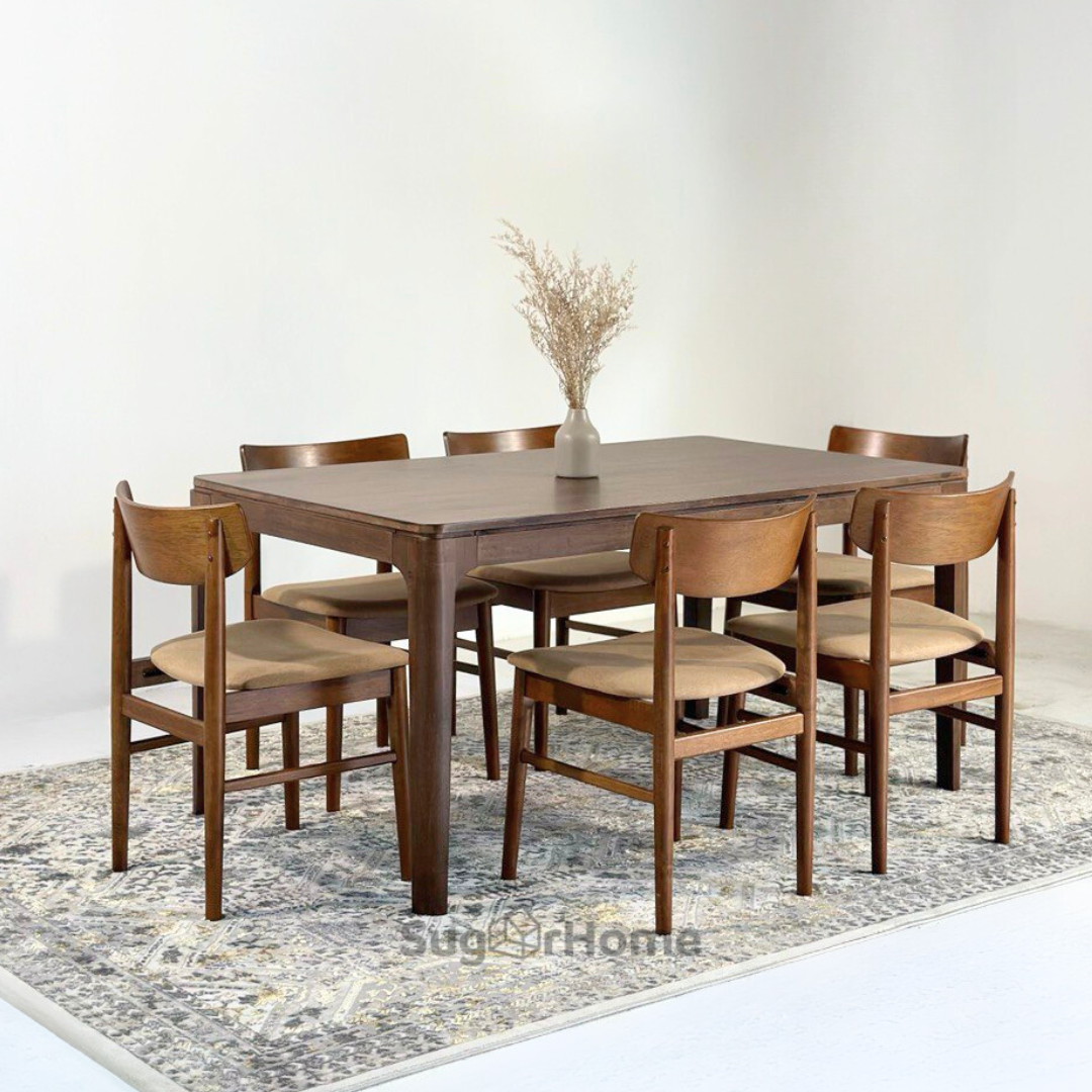 Henry 1.5m Dining Table with Mocha Chair Set