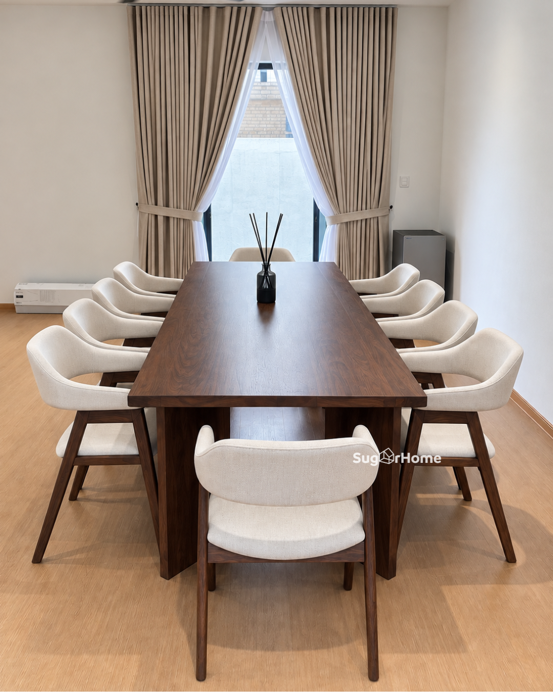 Andika Nyatoh 3.0m Flatton Leg Dining Table with Belle Chairs
