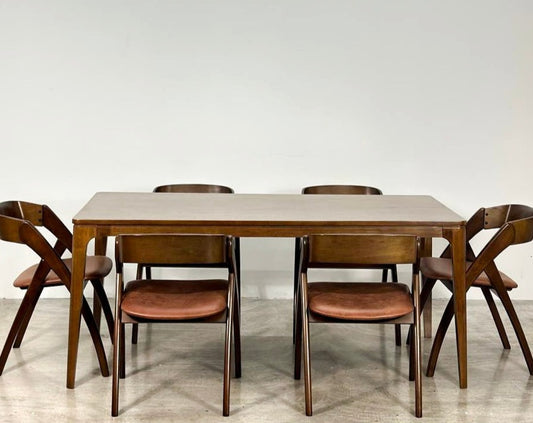 Walnut 1.8m Dining Table with Atellia Chairs Set