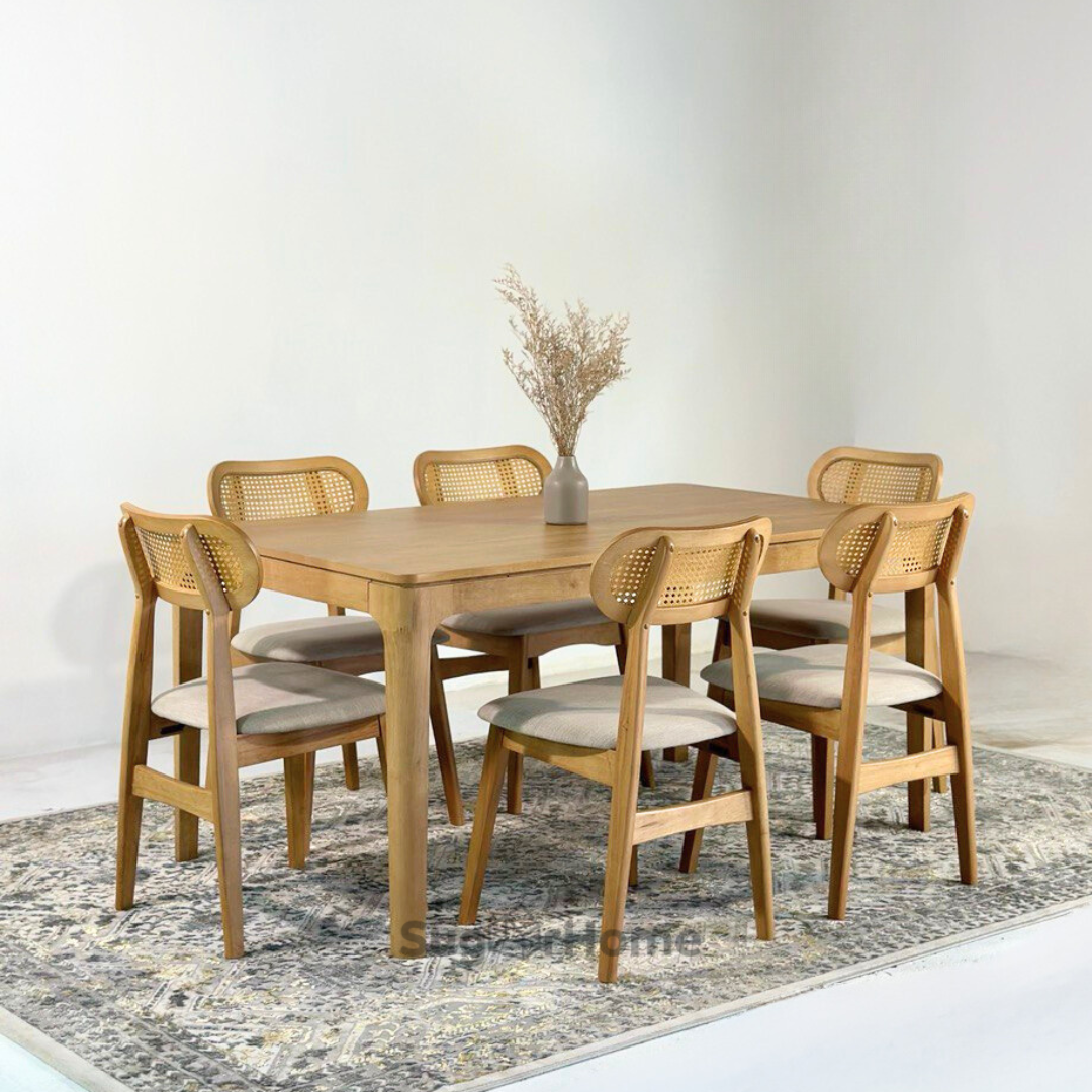 Henry 1.5m Dining Table with Naomi Chair Set Natural