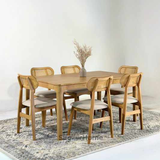 Henry 1.5m Dining Table with Naomi Chair Set Natural