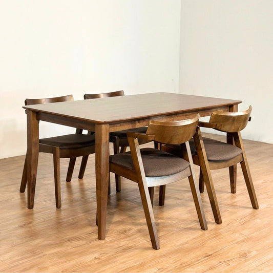 Osaka 1.5m Dining Table with Zoey Chairs in Medium Brown