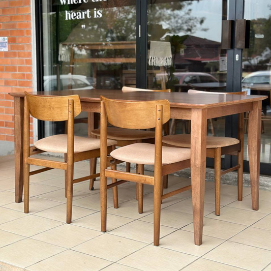 Osaka 1.5m Dining Table with Mocha Chairs in Medium Brown