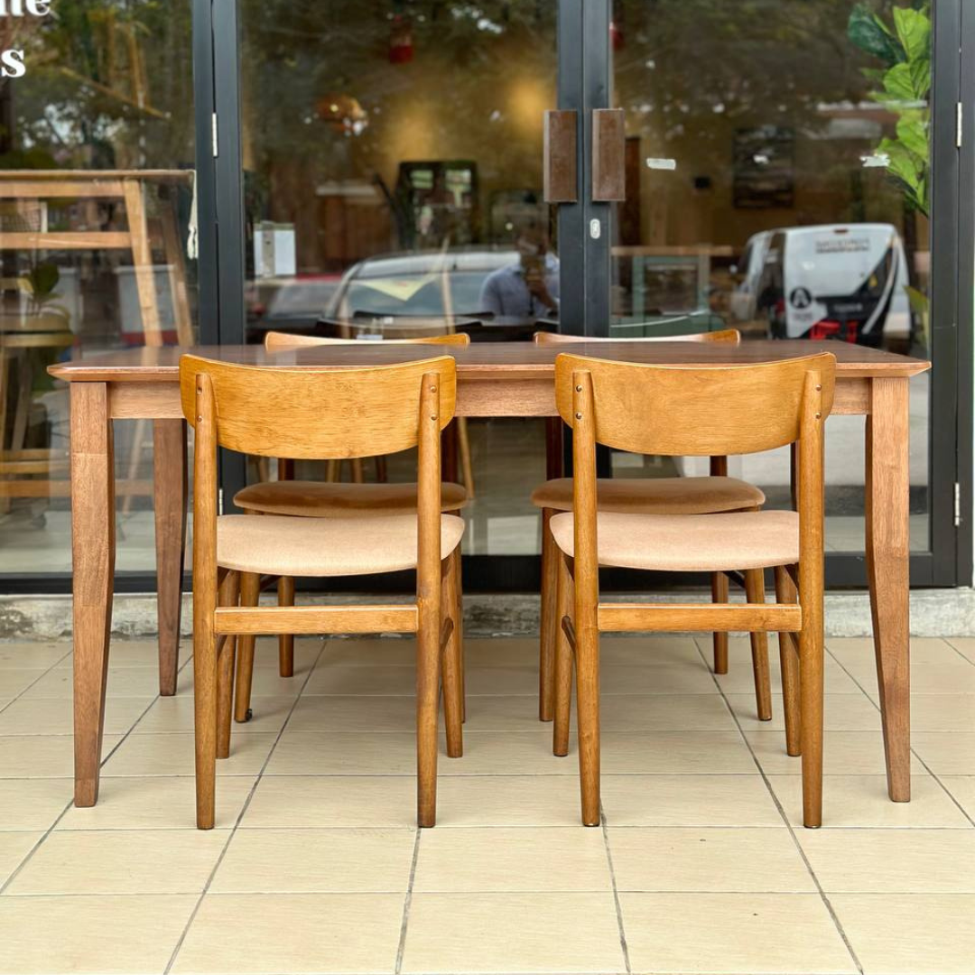 Osaka 1.5m Dining Table with Mocha Chairs in Medium Brown