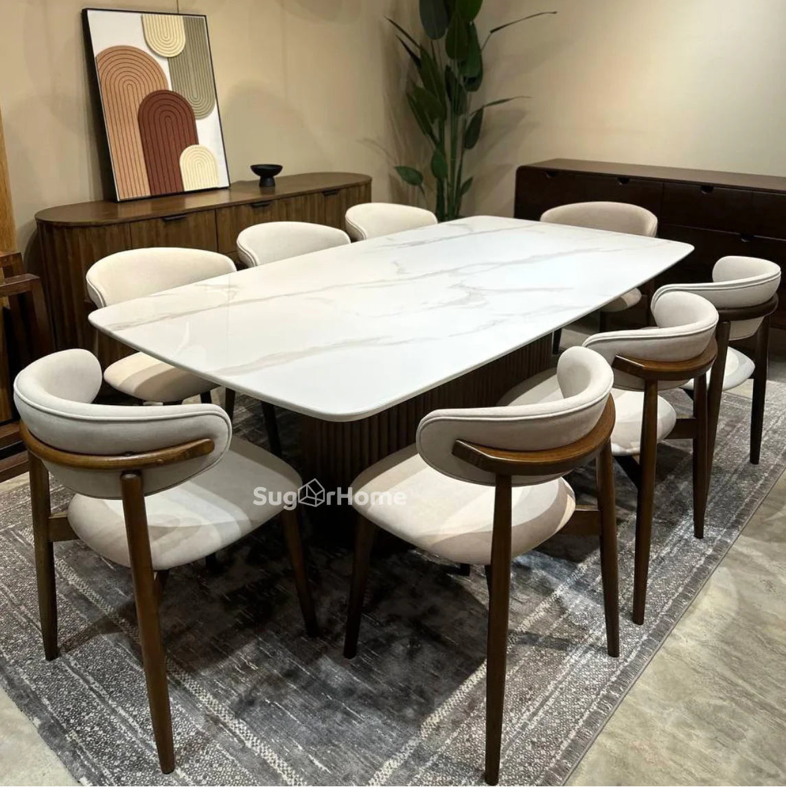 Amber 2.1m Marble Dining Table with Nera Chairs