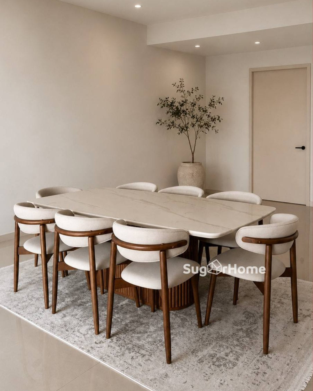 Combo Living Sale – Amber Marble Dining Set & Hailey 9FT L-Shape Sofa