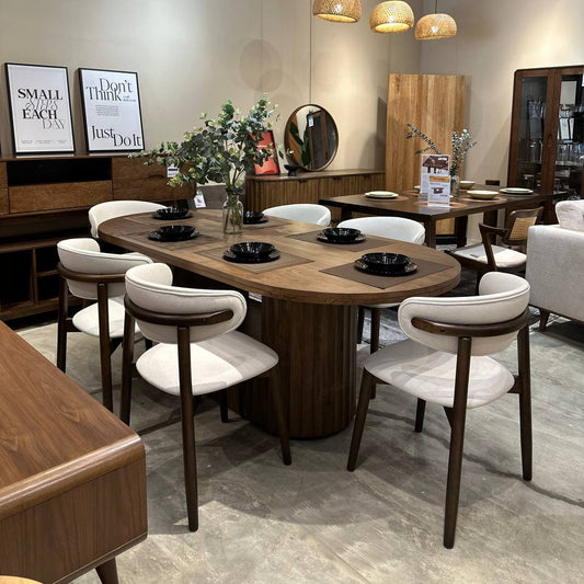 Edward 2.1m Solid Wood Dining Table with Zera Chairs