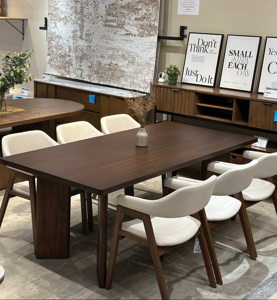 Andika Nyatoh 2.1m Dining Table with Belle Chair