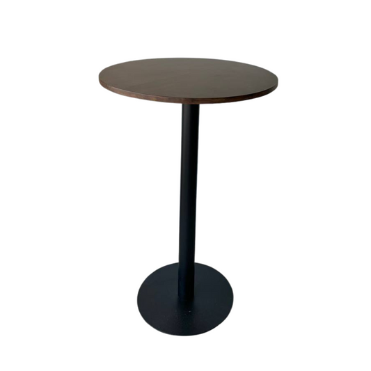 Round Solid Wood Bar Table in Walnut Color (Plate metal leg)