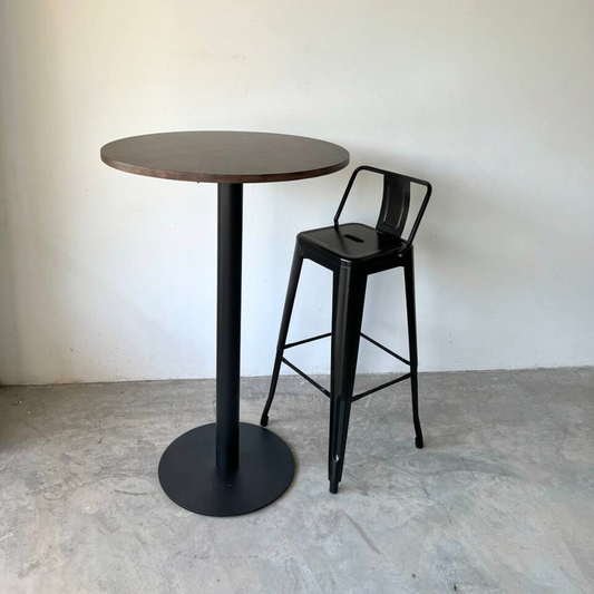 Round Solid Wood Bar Table in Walnut