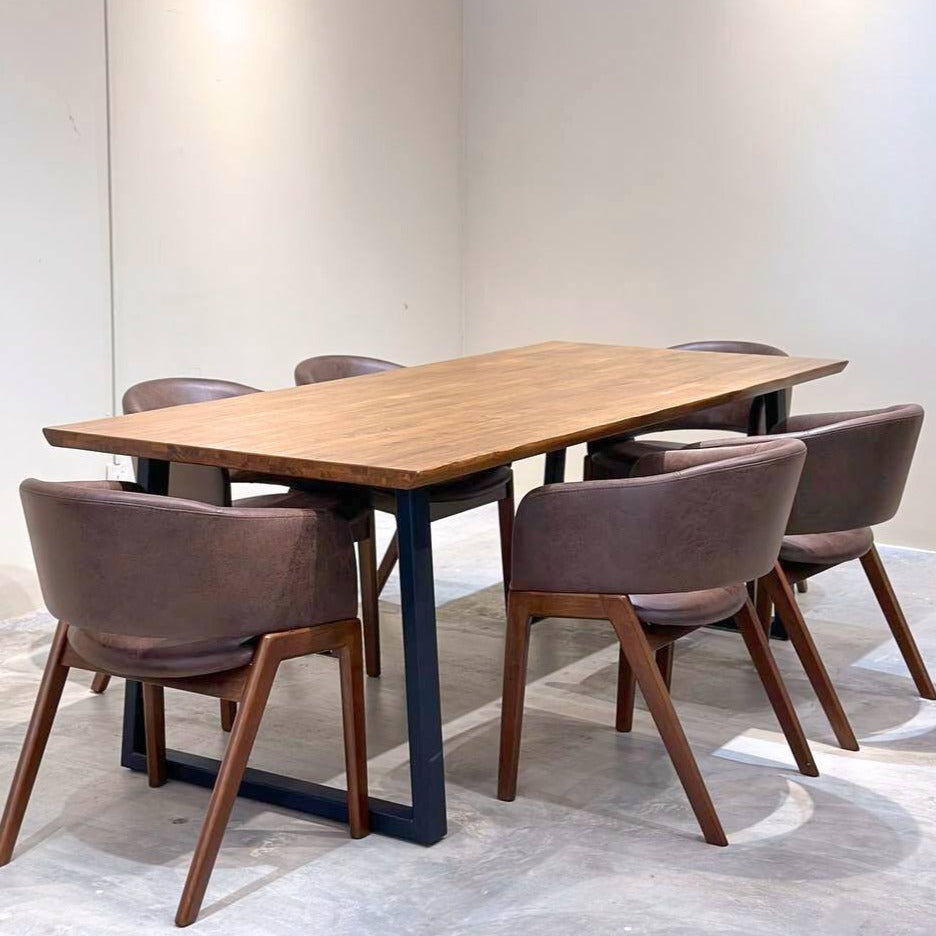 Serena 2.1m Live Edge Dining Table with Leo Chairs