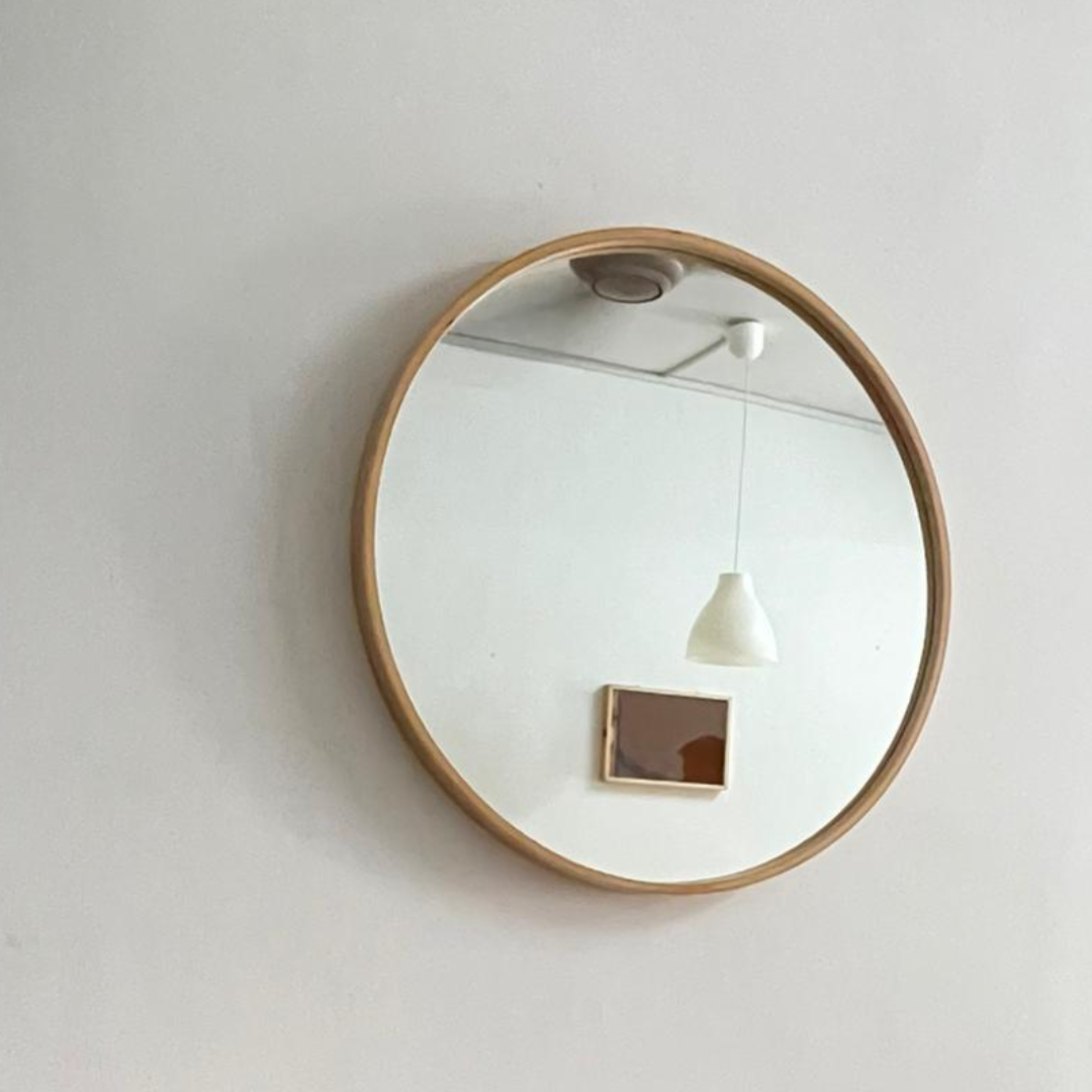 Myra Solid Wood Round Mirror