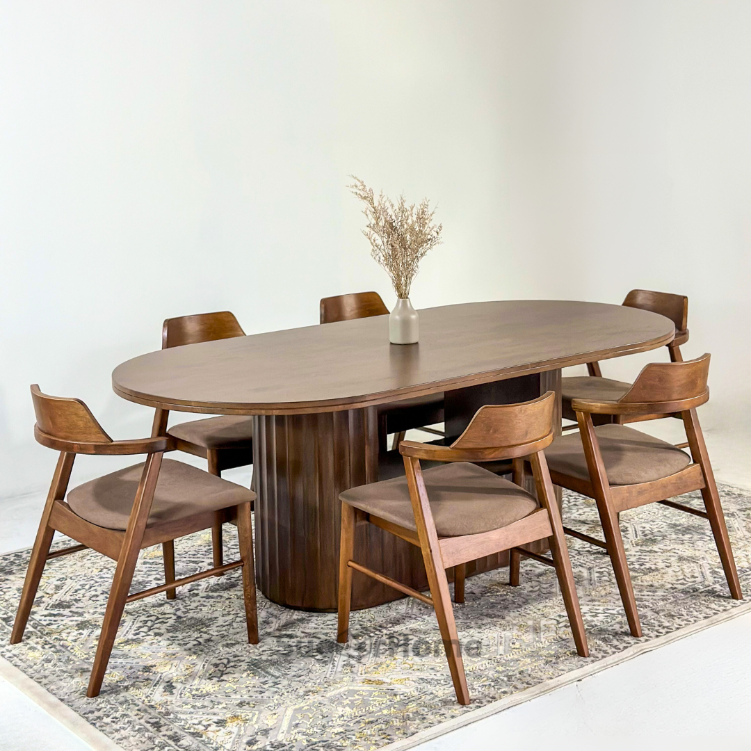 Edward 2.1m Solid Wood Dining Table with Zaiden Chair