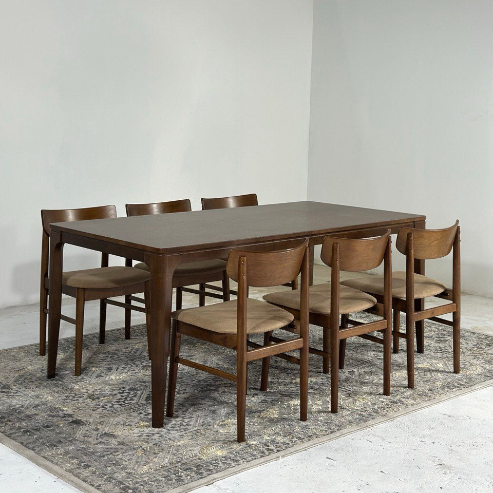 Arjuna 1.8m Dining Table with Mocha Chairs