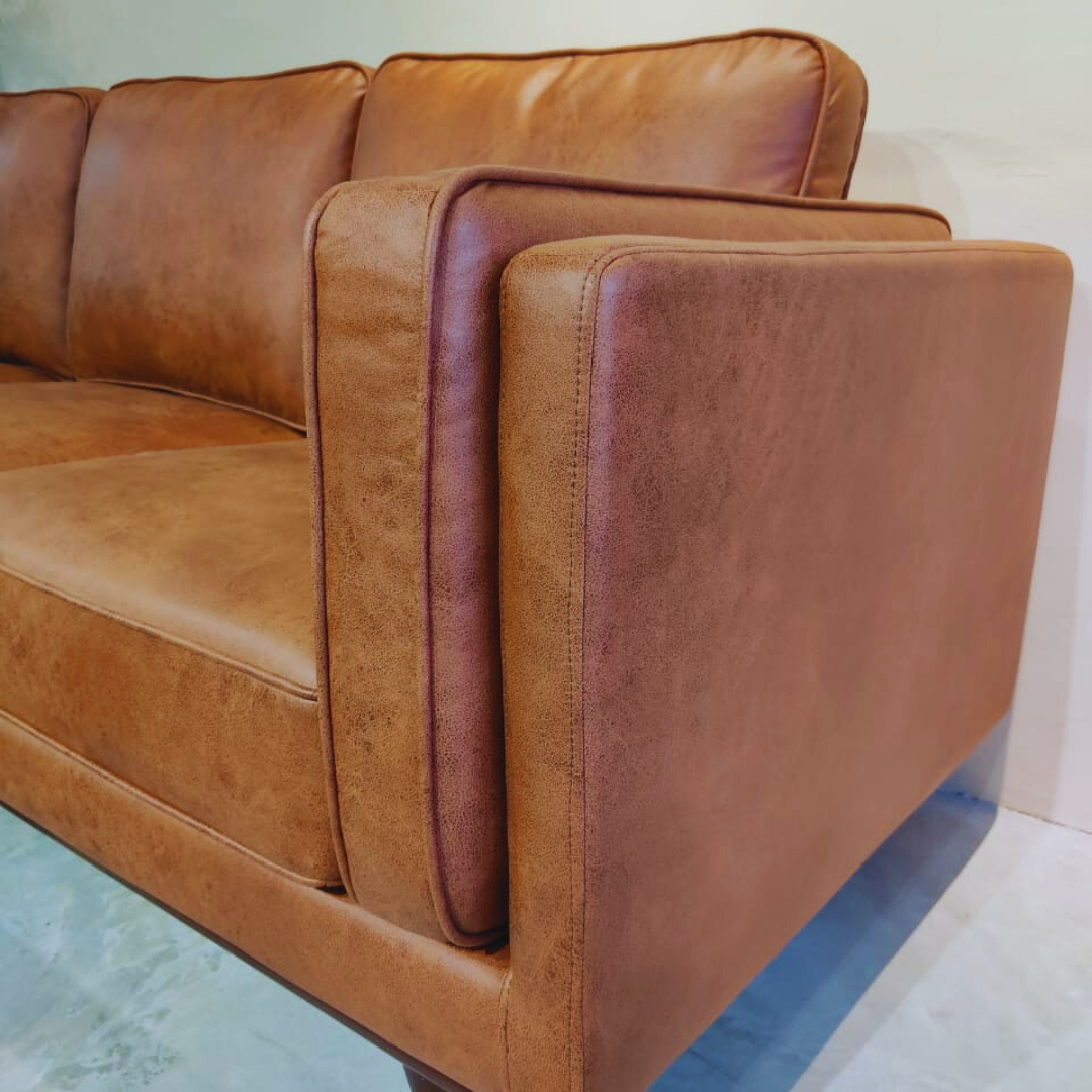 Hudson 3 seater Sofa Leather Look Fabric
