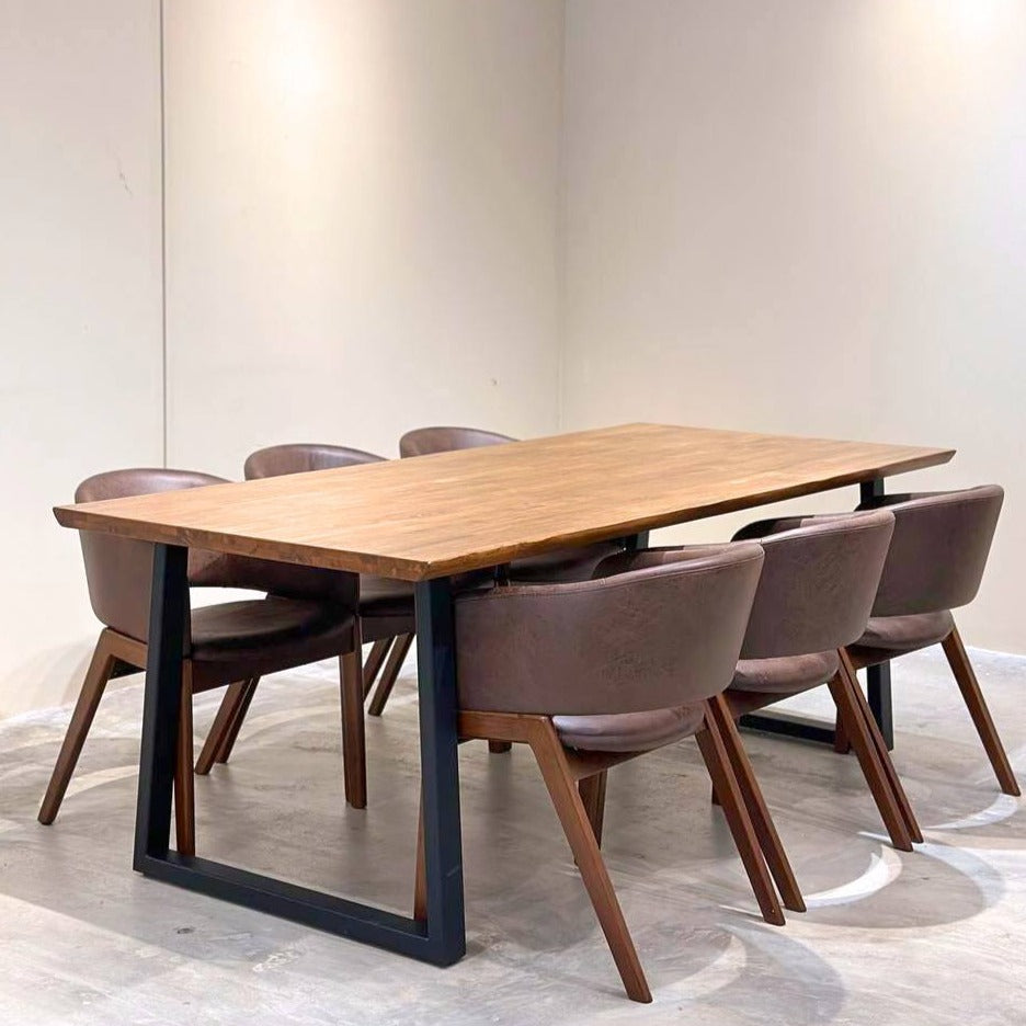 Serena 2.1m Live Edge Dining Table with Leo Chairs