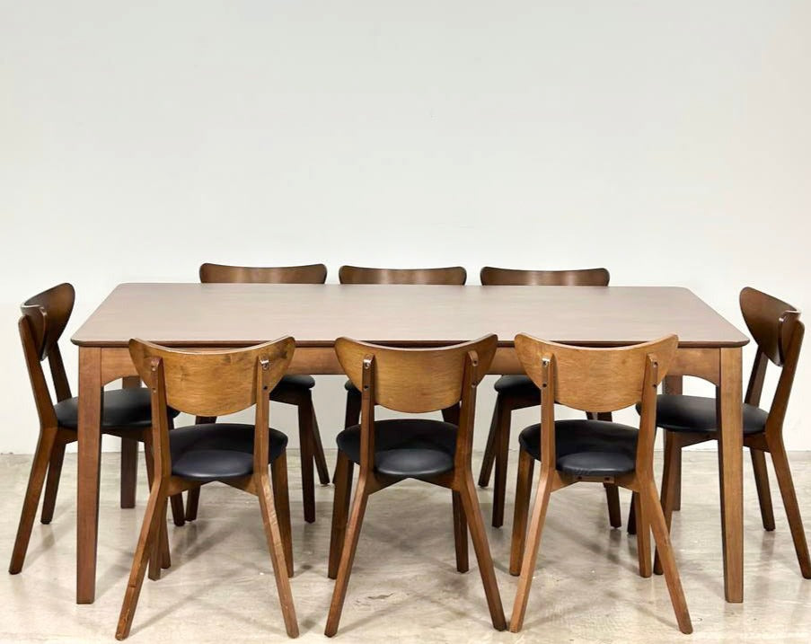 Hailey 1.97m Dining Table with Hazel Chairs in Medium Brown