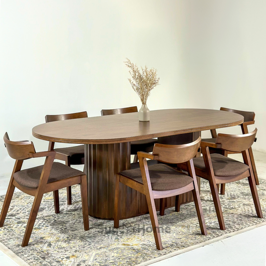 Edward 2.1m Solid Wood Dining Table with Zoey Chairs