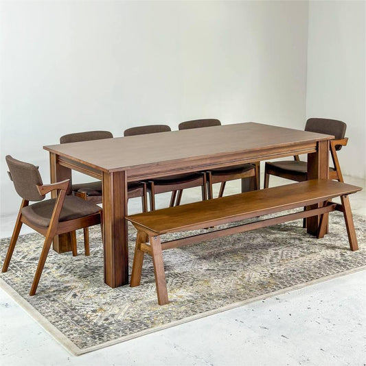 Kingsley 2.1m Dining Table with Zack Chair & Wooden Bench