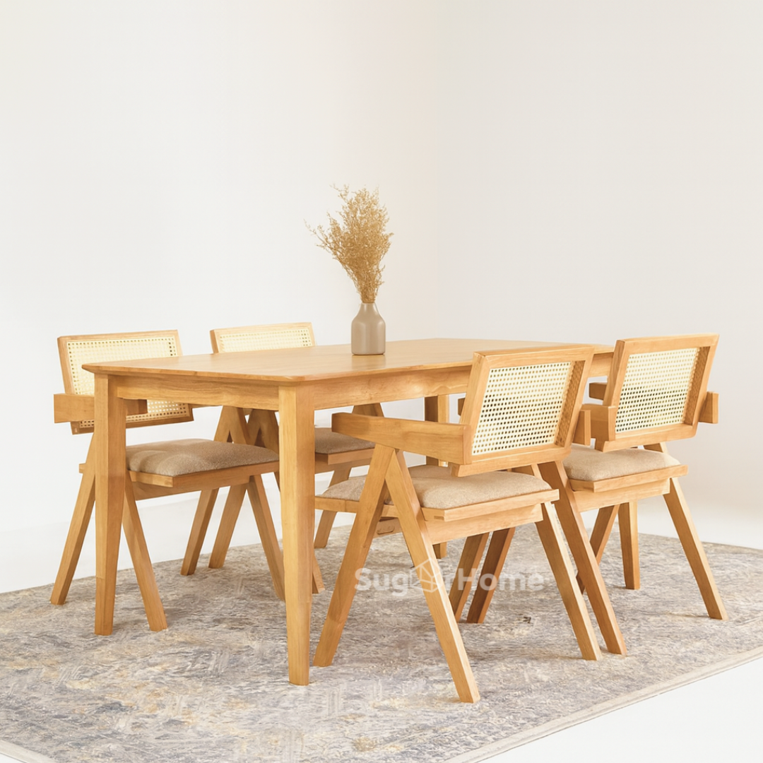 Osaka 1.5m Dining Table with Osaka Chairs in Natural