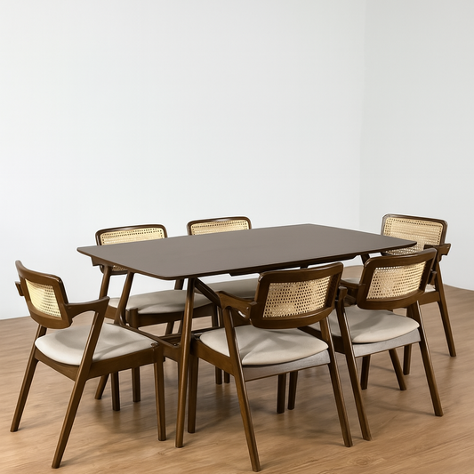 Alina 1.5m Dining Table with Ryan Chairs in Medium Brown