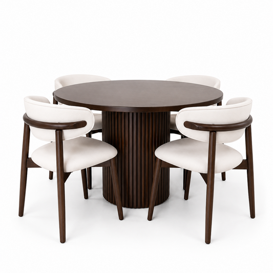 Tuah 1.2m Round Dining Table with Zera Chairs