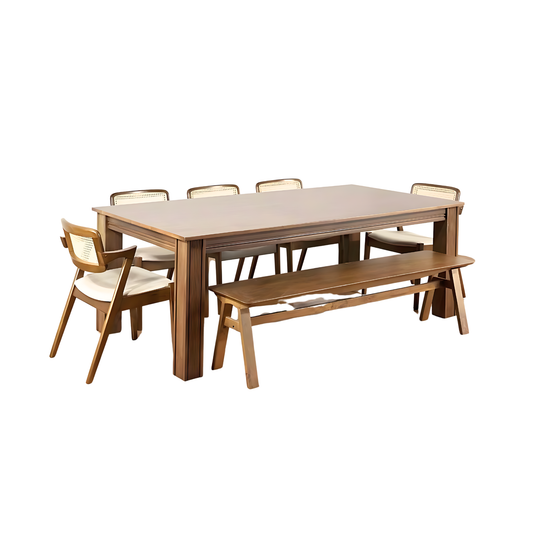 Kingsley 2.1m Dining Table with Ryan Chair & Wooden Bench
