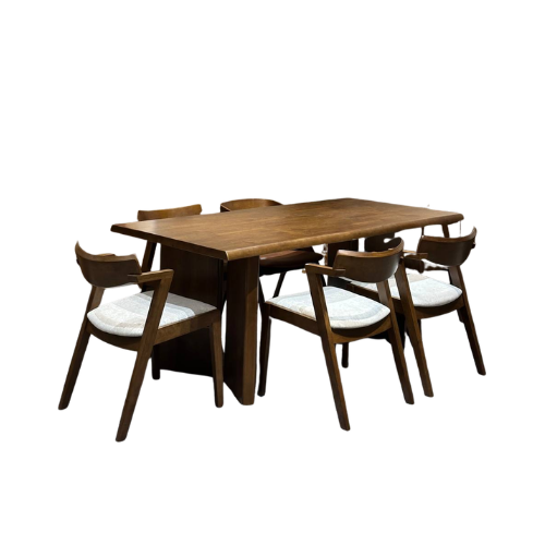 Indra 1.8m Dining Table with Zoey Chairs (Easy Clean Fabric)