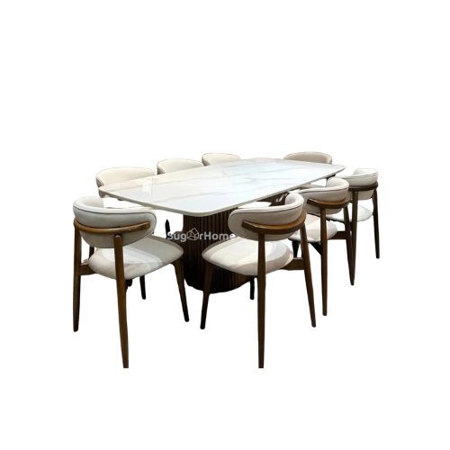 Amber 2.1m Marble Dining Table with Nera Chairs