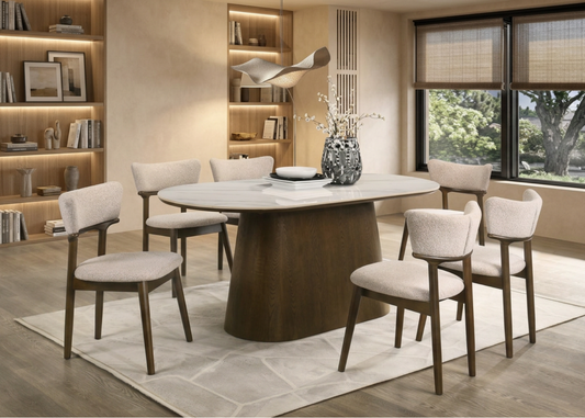 Tiara 1.8m Sintered Stone Dining Table with Lyra Chairs