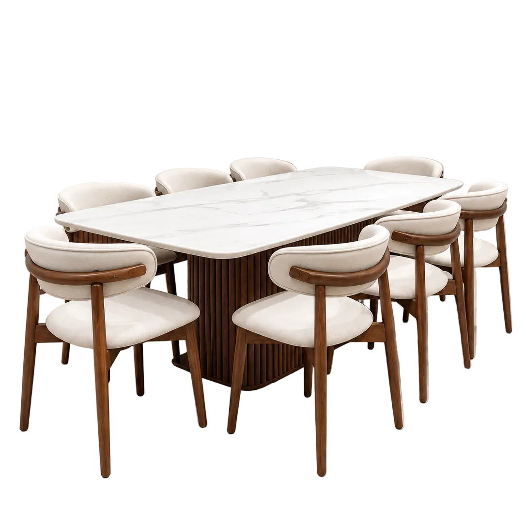Amber 2.1m Marble Dining Table with Nera Chairs