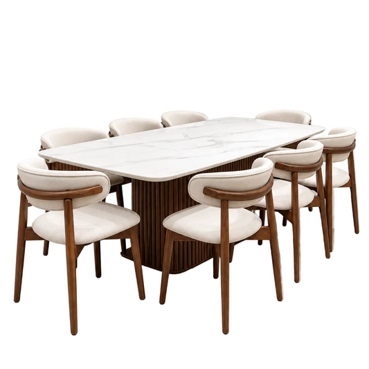 Amber 2.1m Marble Dining Table with Nera Chairs
