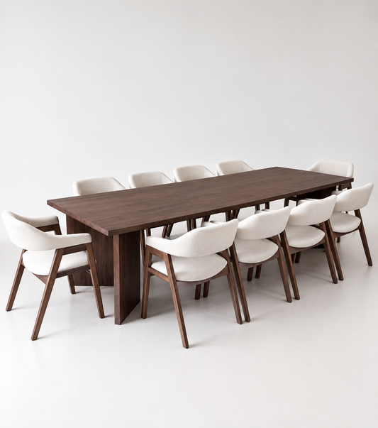 Andika Nyatoh 3.0m Flatton Leg Dining Table with Belle Chairs