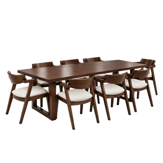 Andika Nyatoh 2.1m Dining Table with Zoey Chairs