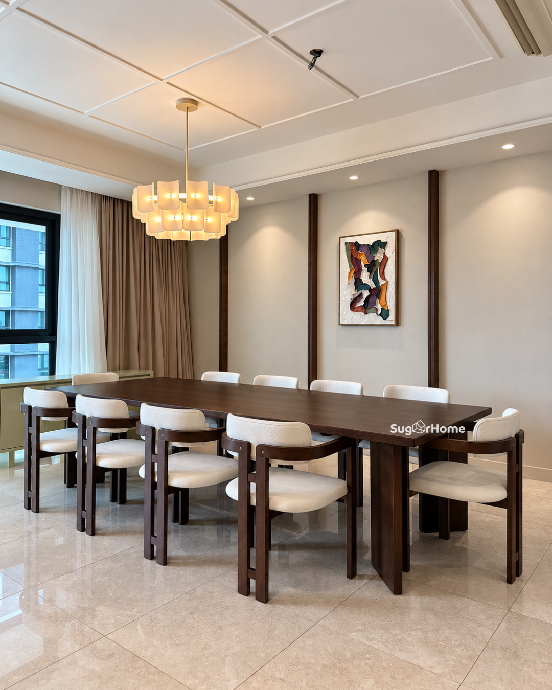 Andika Nyatoh 3.0m Flatton Leg Dining Table with Tessa Arm Chairs